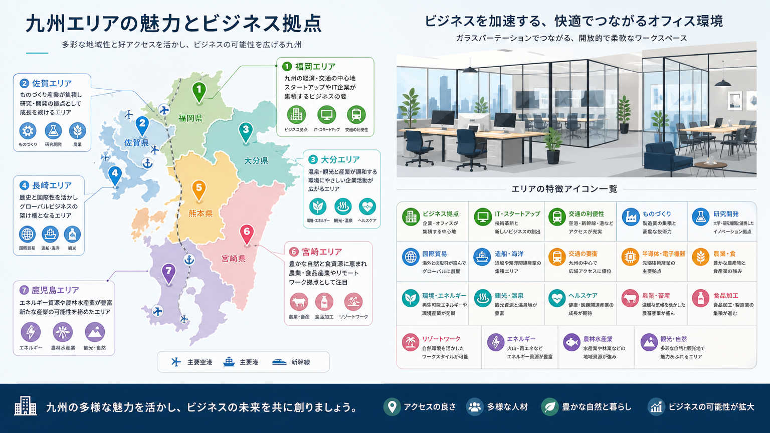 九州エリアのオフィス移転・内装工事の具体的な事例